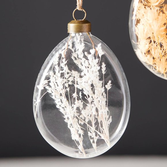 HTF Anthropologie Dried Floral Egg Ornaments, Set of 3 - Picture 2 of 6